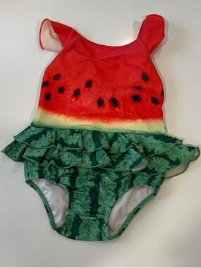 Molo Watermelon Print Ruffle Swimsuit